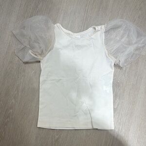 Zara Cream Kids Top with Sheer Puff Sleeves